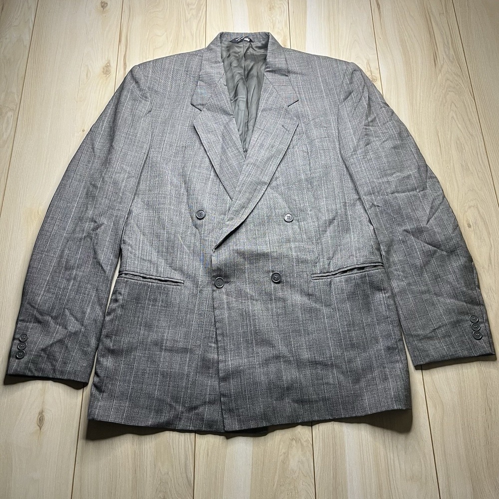 Cartier Double Breasted Sports Coat Gray Striped Blazer USA Made Mens Size 42R